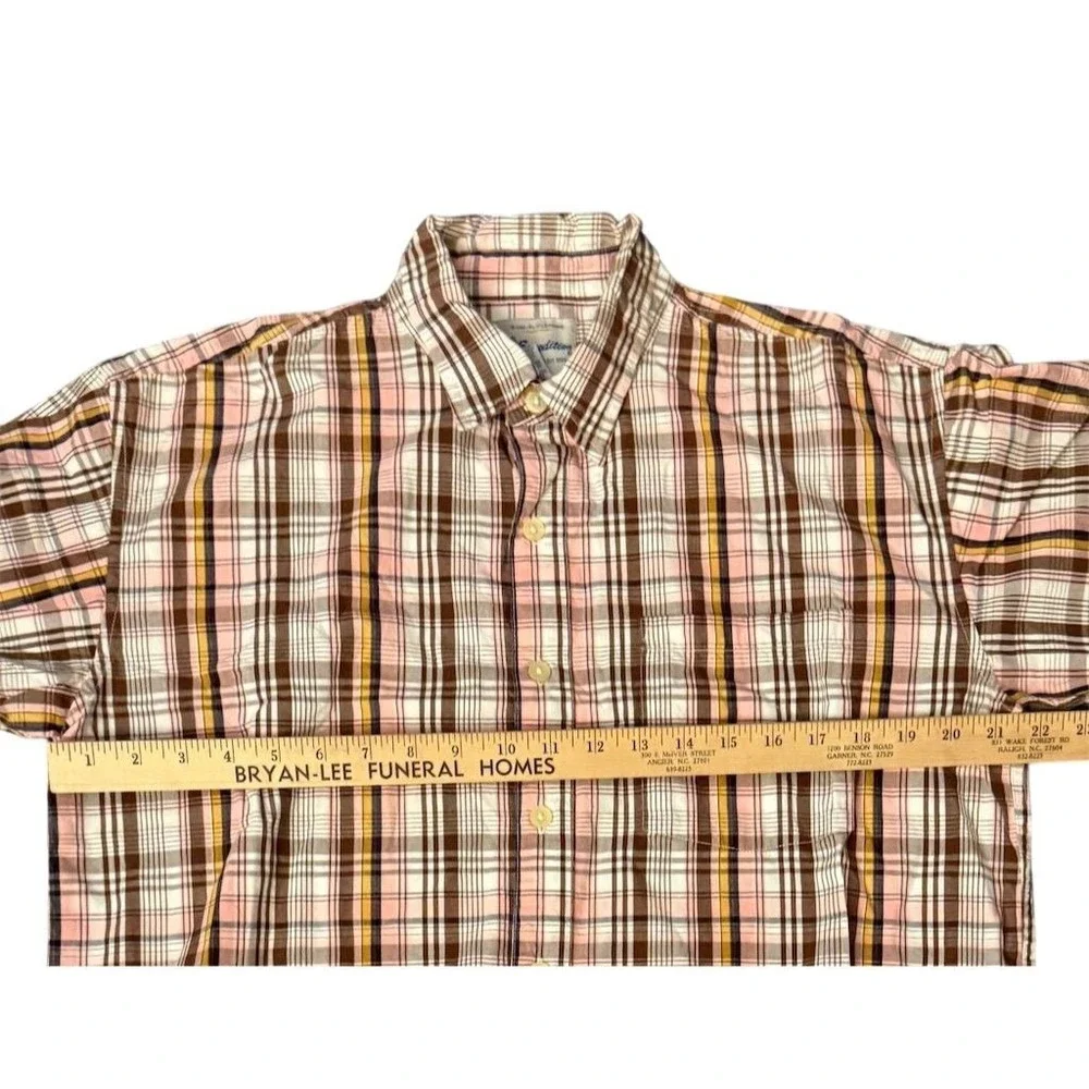 US Expedition Men's Plaid Short Sleeve‎ Shirt Size L Preppy vintage button up